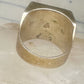 Vintage Southwestern Sterling Silver Goldstone Green Jade Checkerboard Signet Ring Size 10 925