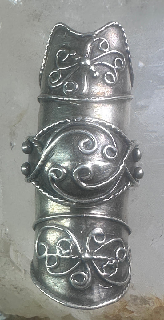Armor ring articulated full finger Renaissance fairs Vintage size 7 sterling silver women