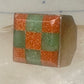 Vintage Southwestern Sterling Silver Goldstone Green Jade Checkerboard Signet Ring Size 10 925