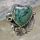 Navajo ring heart love Valentine leaves band size 7.5 sterling silver women