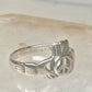 Vintage Irish Claddagh Peace Sign Crown Ring Slender Band Sterling Silver Size 5.75 925