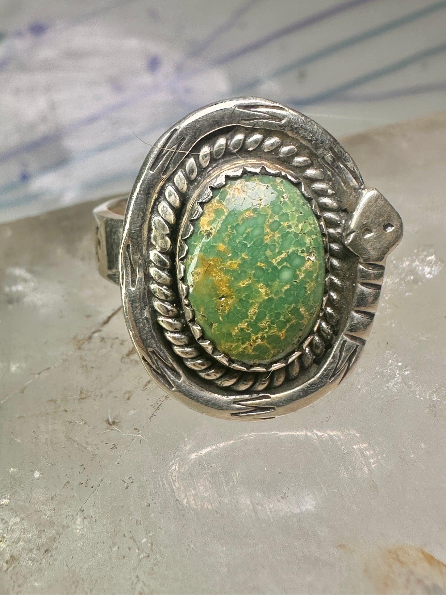 Navajo snake ring turquoise size 8.75 adj  sterling silver women