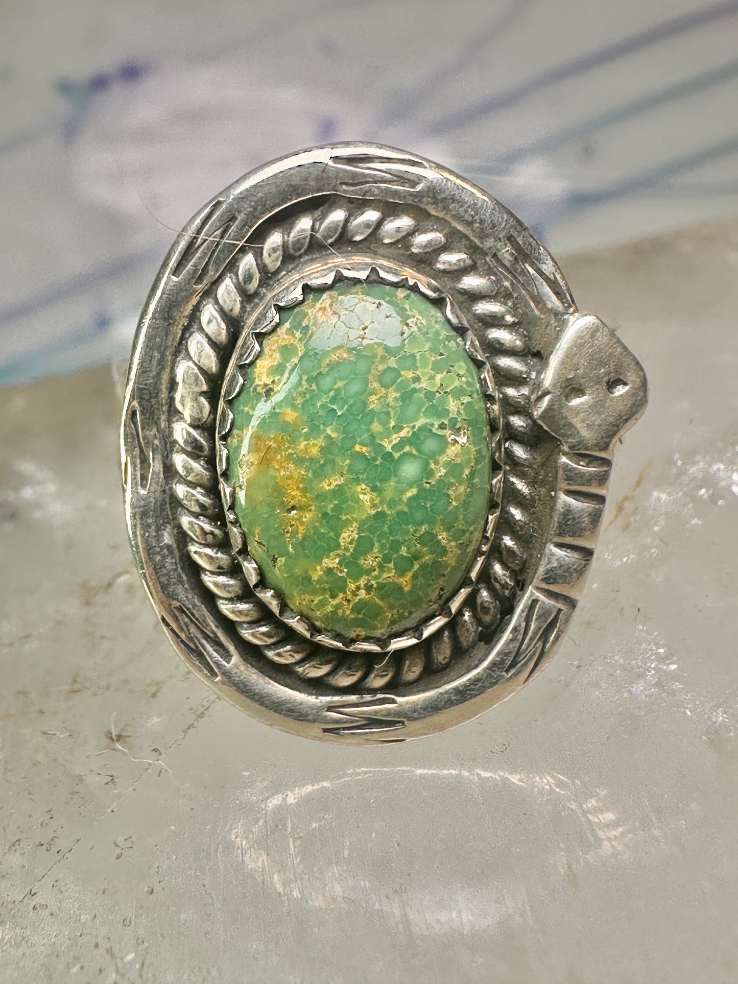 Navajo snake ring turquoise size 8.75 adj  sterling silver women