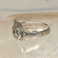 Vintage Irish Claddagh Peace Sign Crown Ring Slender Band Sterling Silver Size 5.75 925