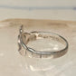 Vintage Irish Claddagh Peace Sign Crown Ring Slender Band Sterling Silver Size 5.75 925