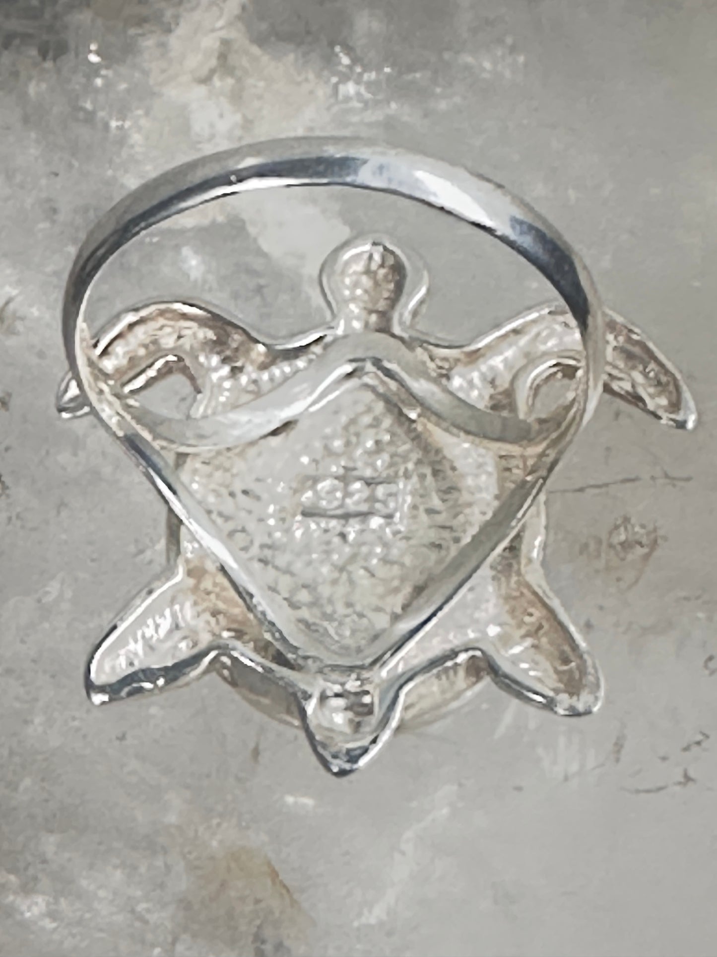 Sea Turtle ring Turquoise size 8 sterling silver women girls