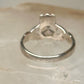 Vintage Irish Claddagh Peace Sign Crown Ring Slender Band Sterling Silver Size 5.75 925