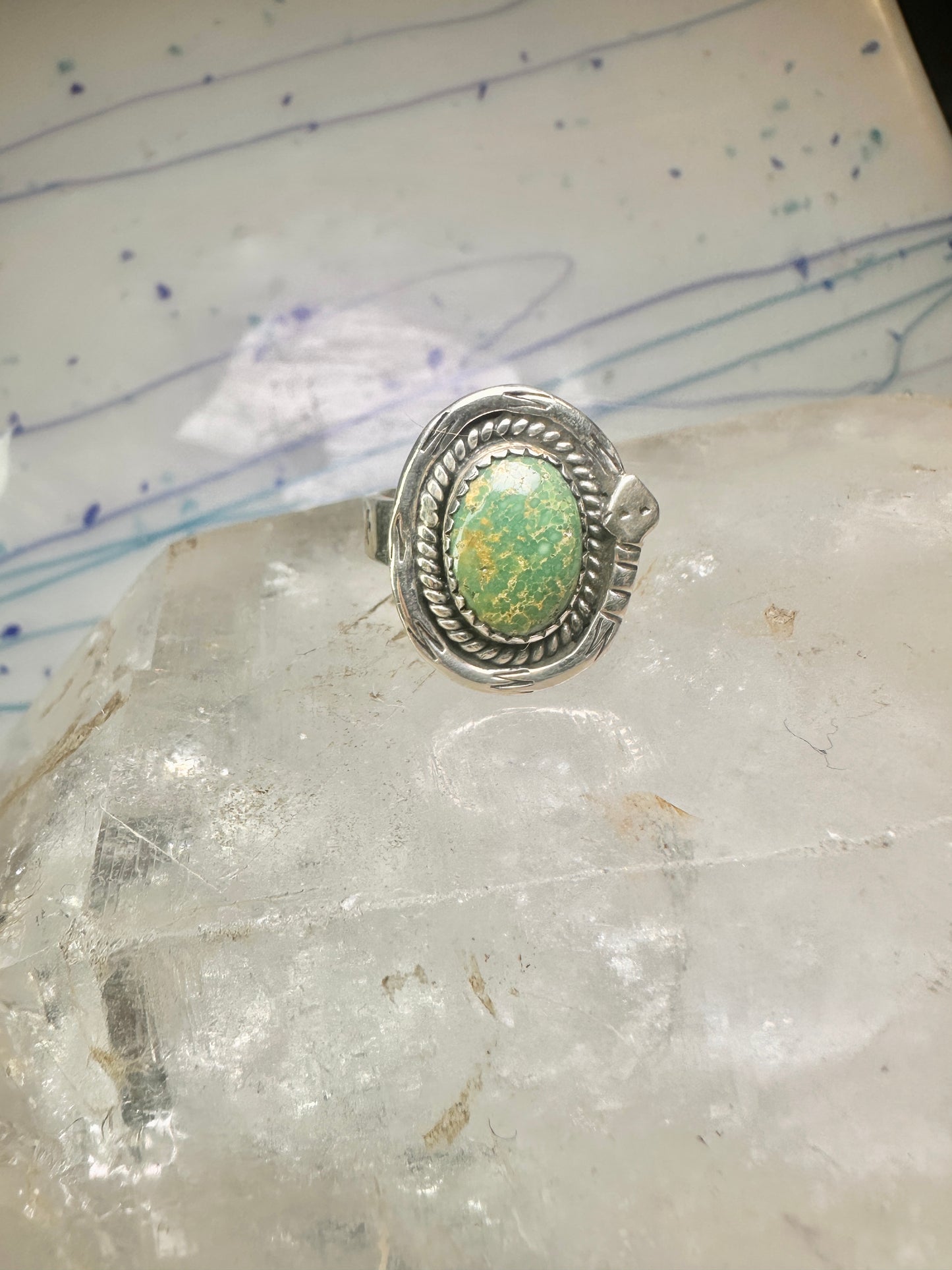 Navajo snake ring turquoise size 8.75 adj  sterling silver women