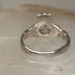 Vintage Irish Claddagh Peace Sign Crown Ring Slender Band Sterling Silver Size 5.75 925