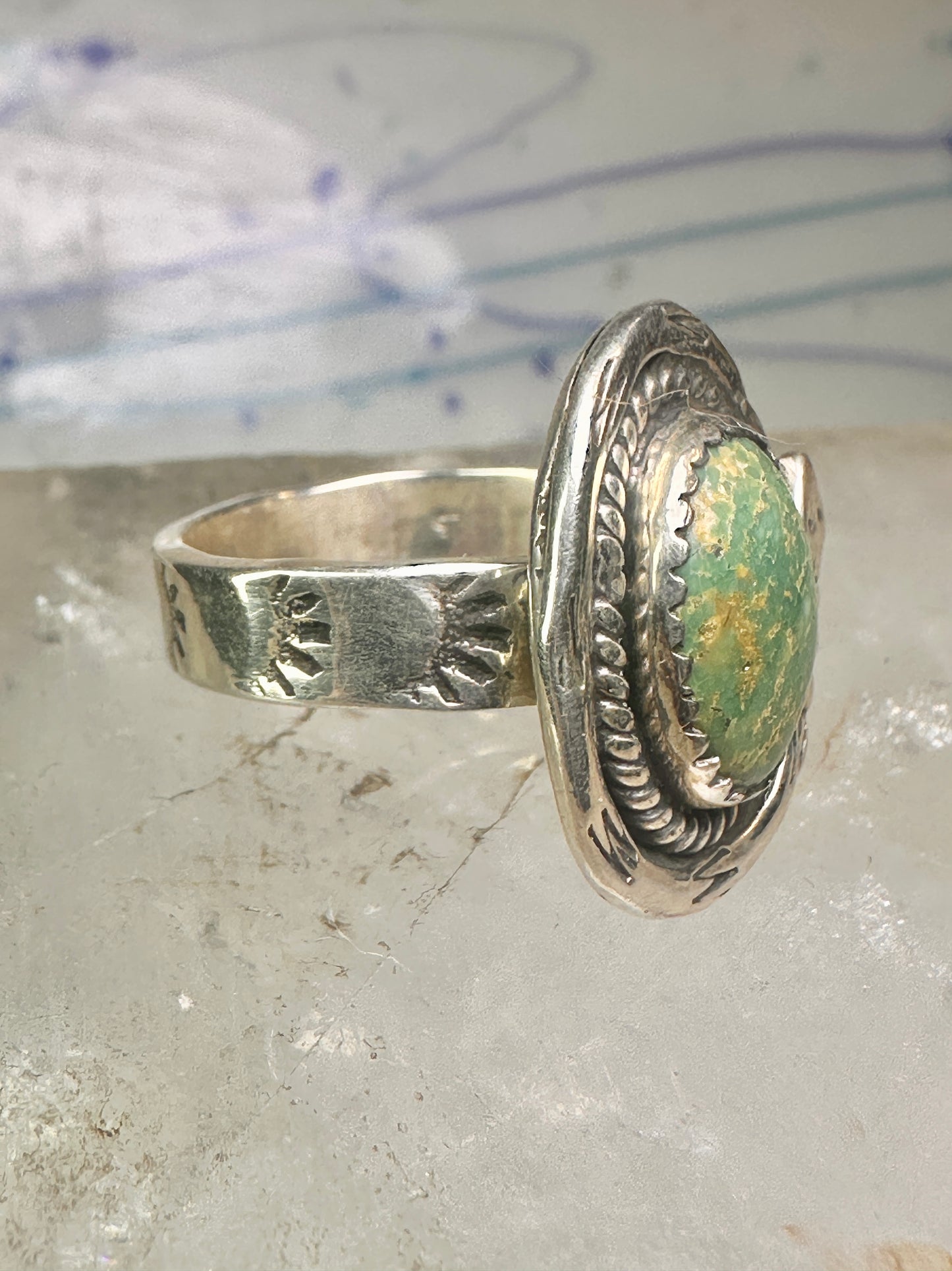 Navajo snake ring turquoise size 8.75 adj  sterling silver women
