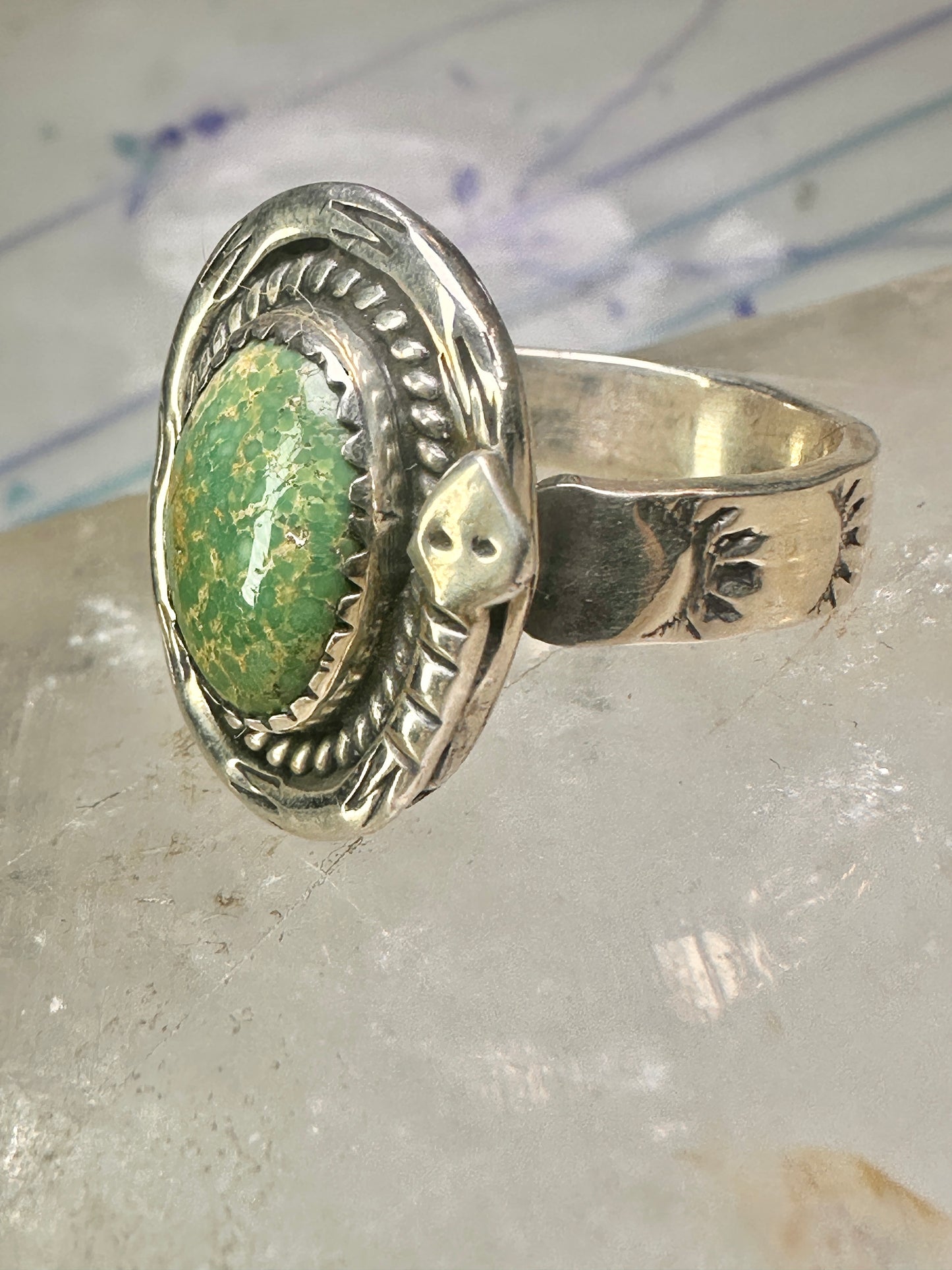 Navajo snake ring turquoise size 8.75 adj  sterling silver women
