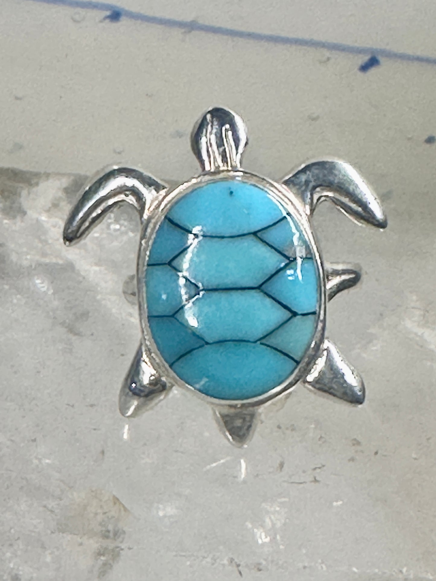 Sea Turtle ring Turquoise size 8 sterling silver women girls