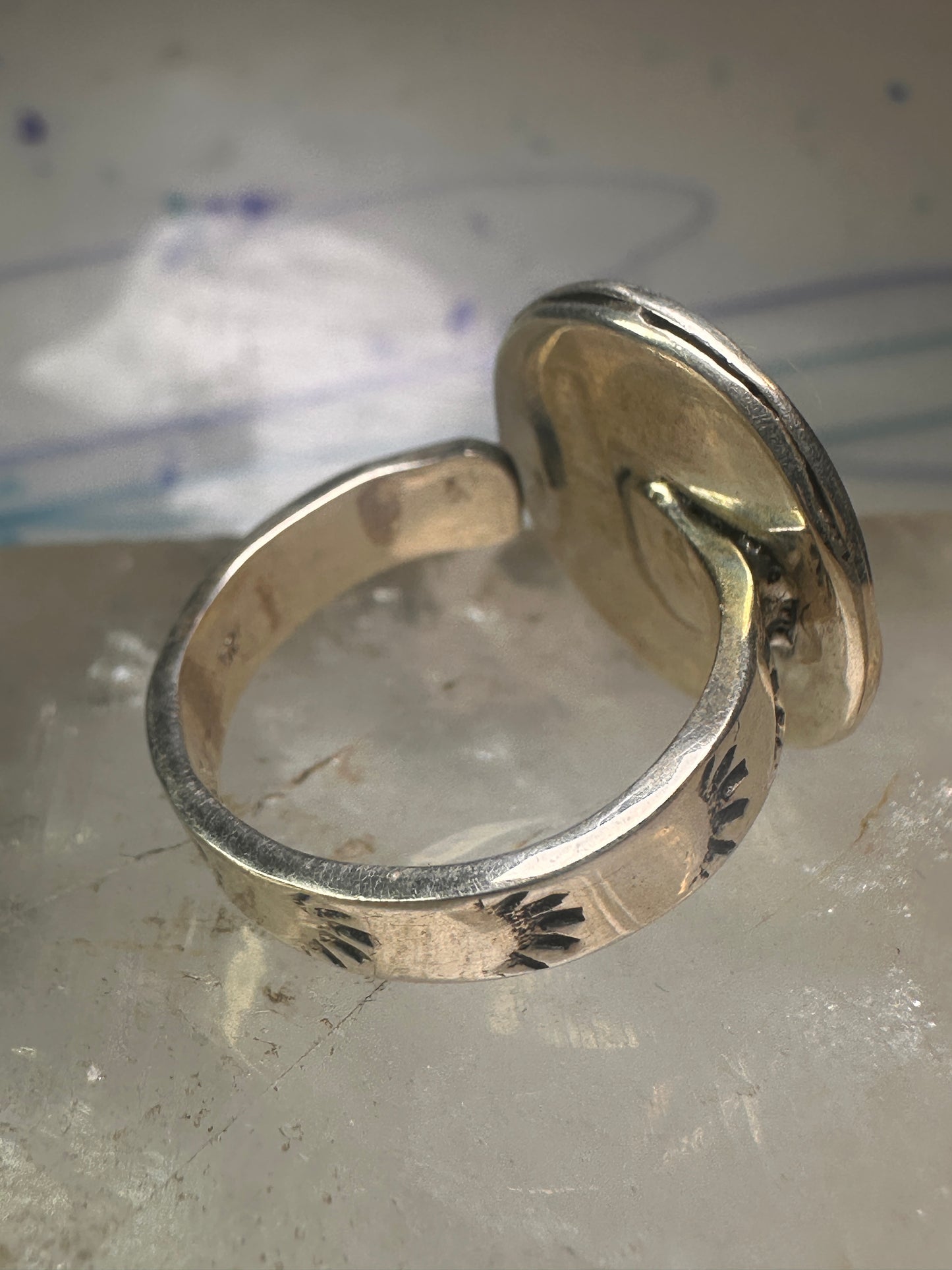 Navajo snake ring turquoise size 8.75 adj  sterling silver women