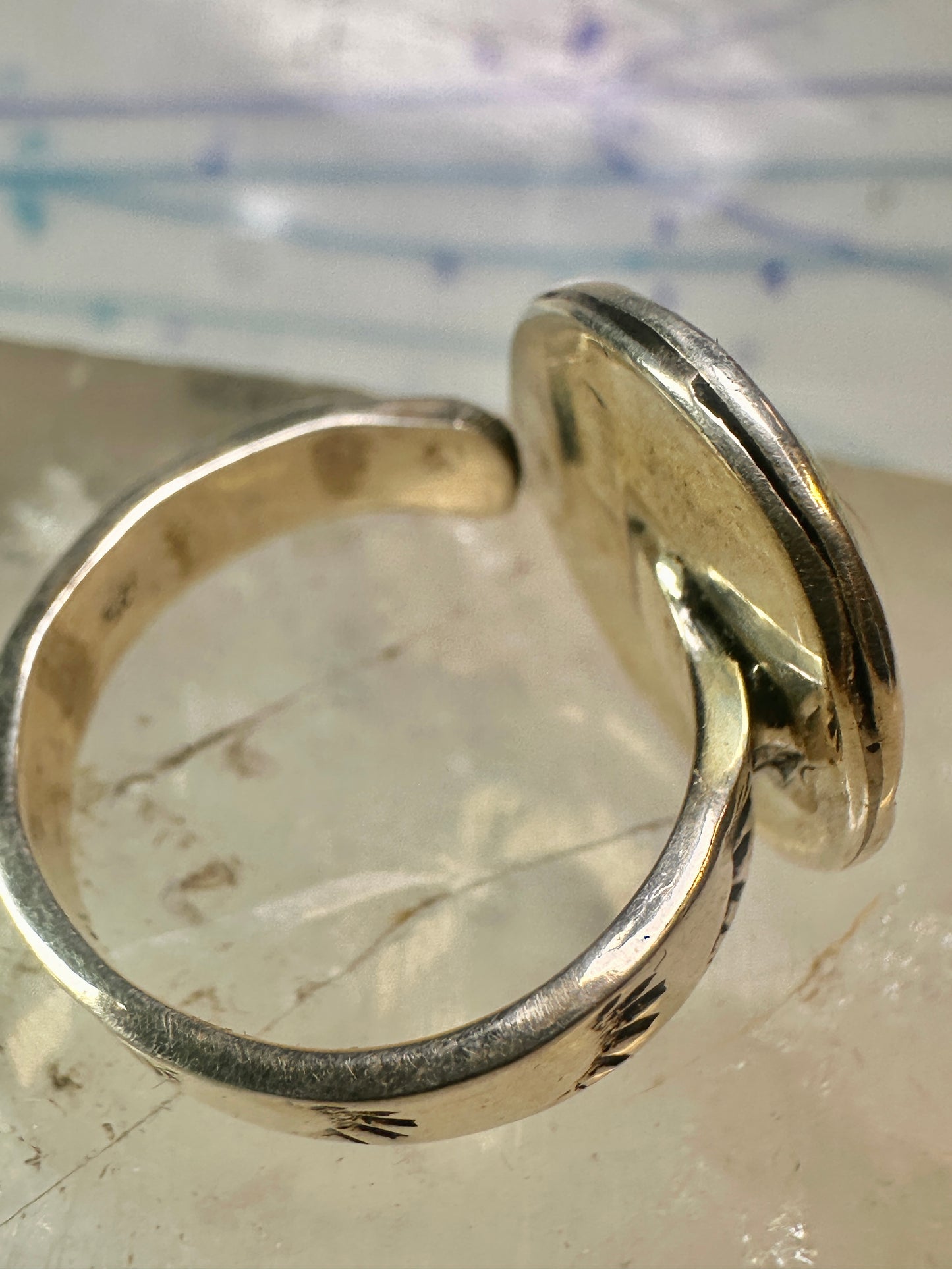 Navajo snake ring turquoise size 8.75 adj  sterling silver women