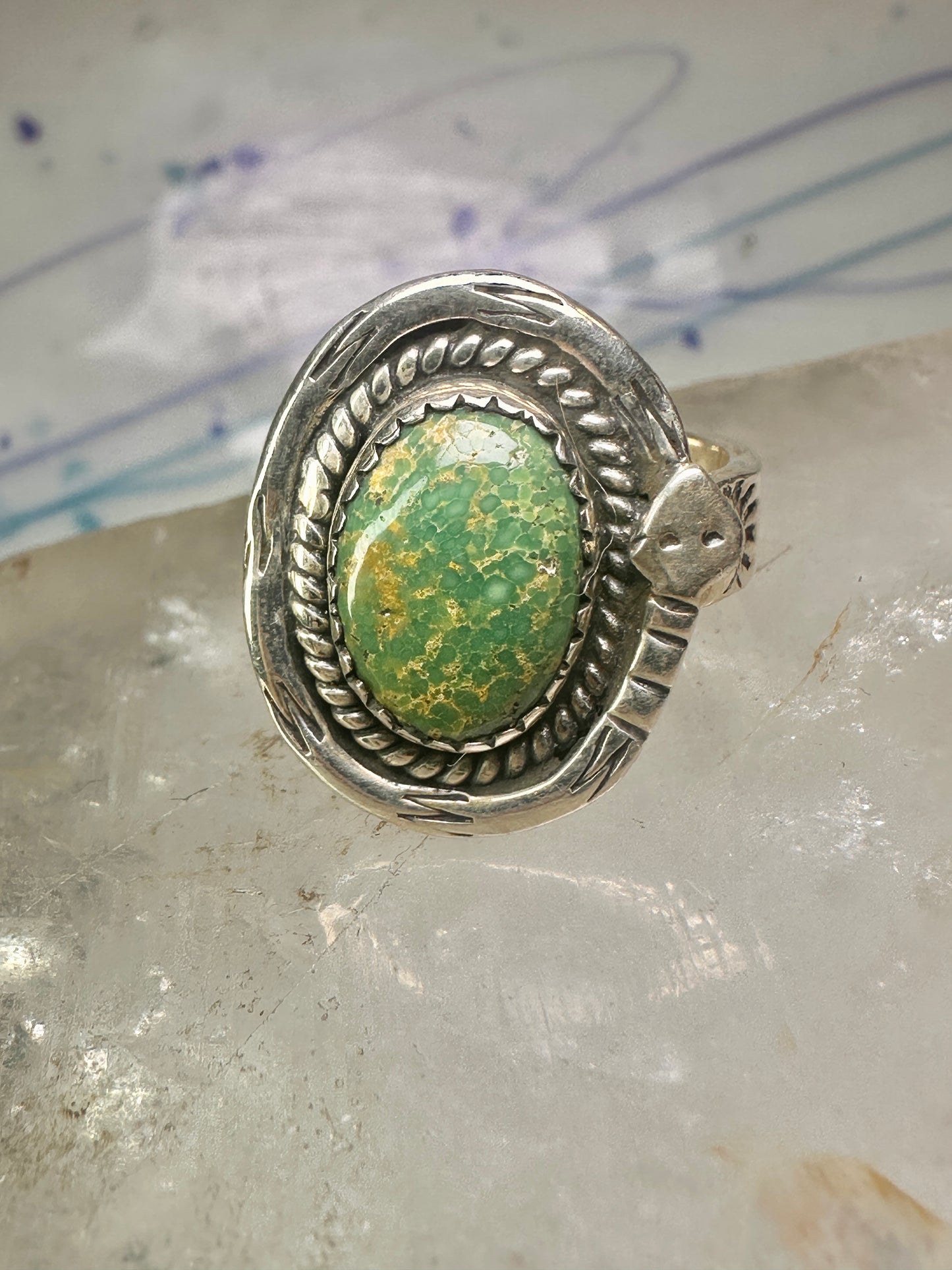 Navajo snake ring turquoise size 8.75 adj  sterling silver women