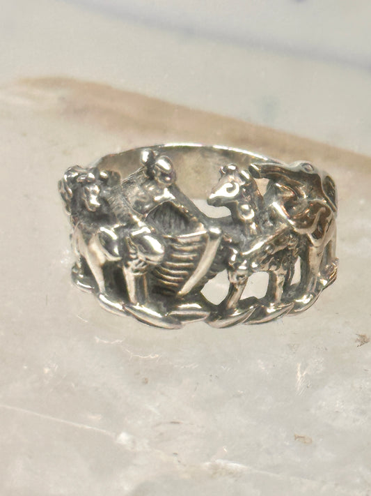 Vintage Noah's Ark Animals Two by Two Biblical Ring Cigar Band Size 6 925
