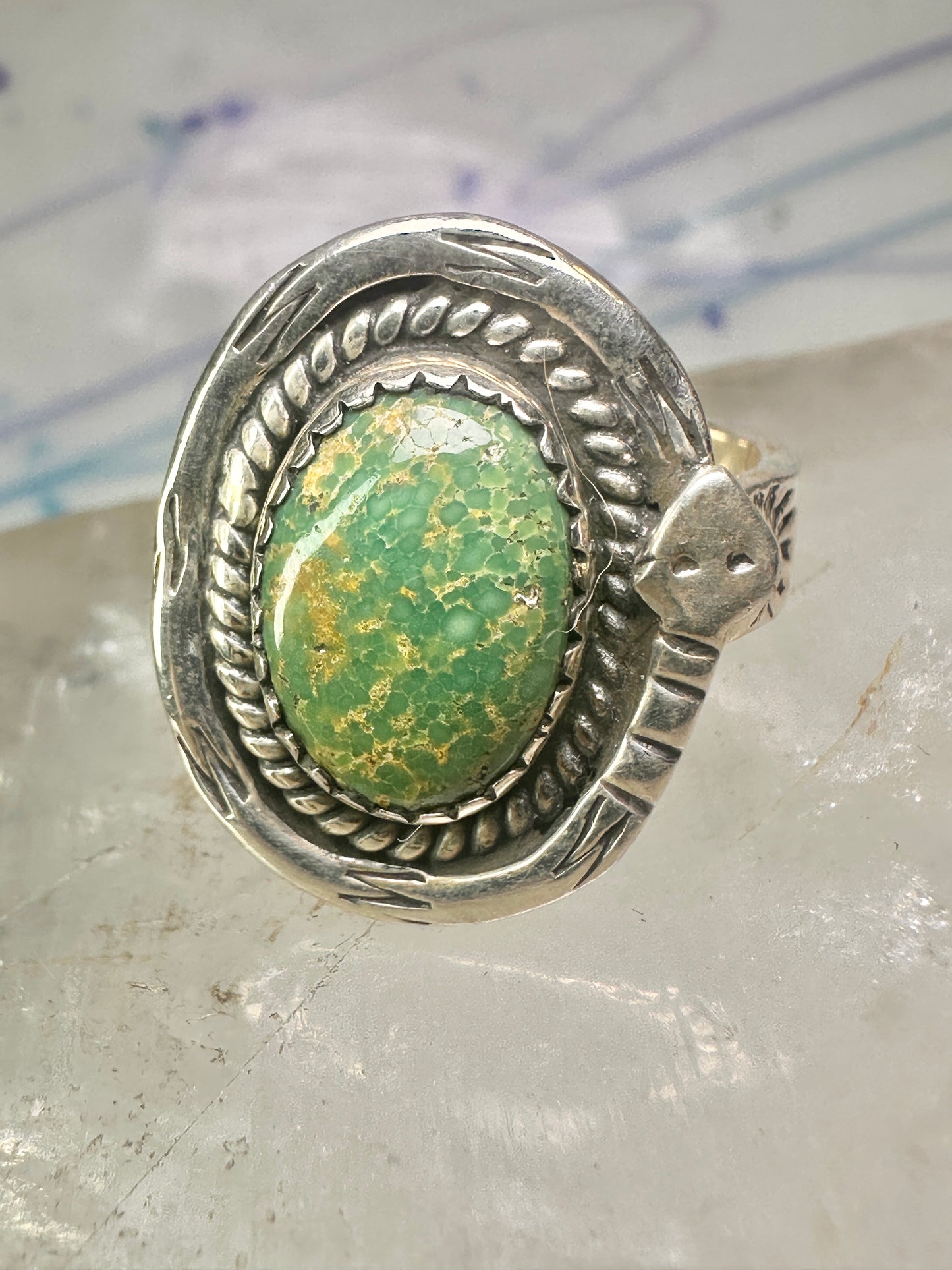 Navajo snake ring turquoise size 8.75 adj  sterling silver women