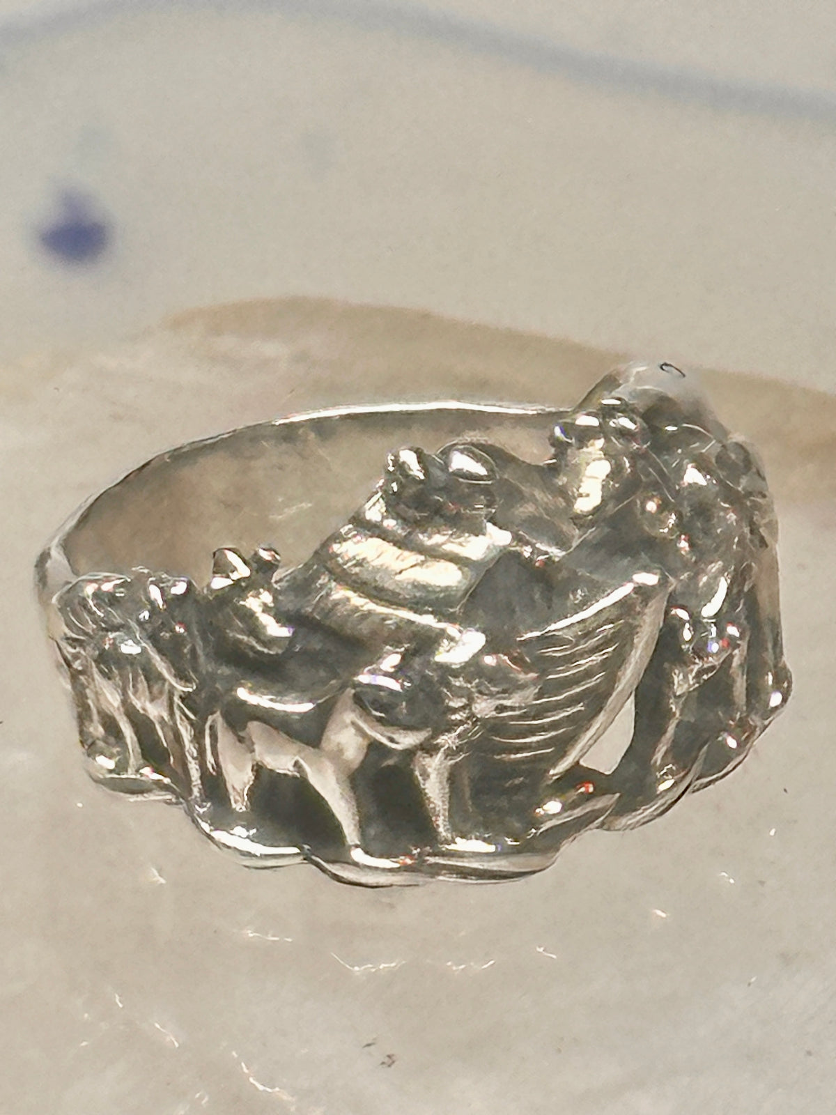Vintage Noah's Ark Animals Two by Two Biblical Ring Cigar Band Size 6 925