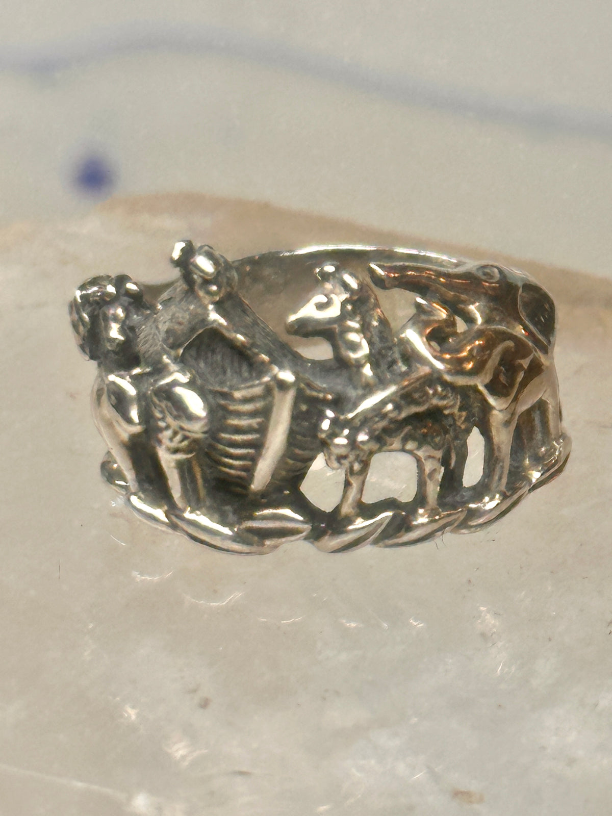 Vintage Noah's Ark Animals Two by Two Biblical Ring Cigar Band Size 6 925