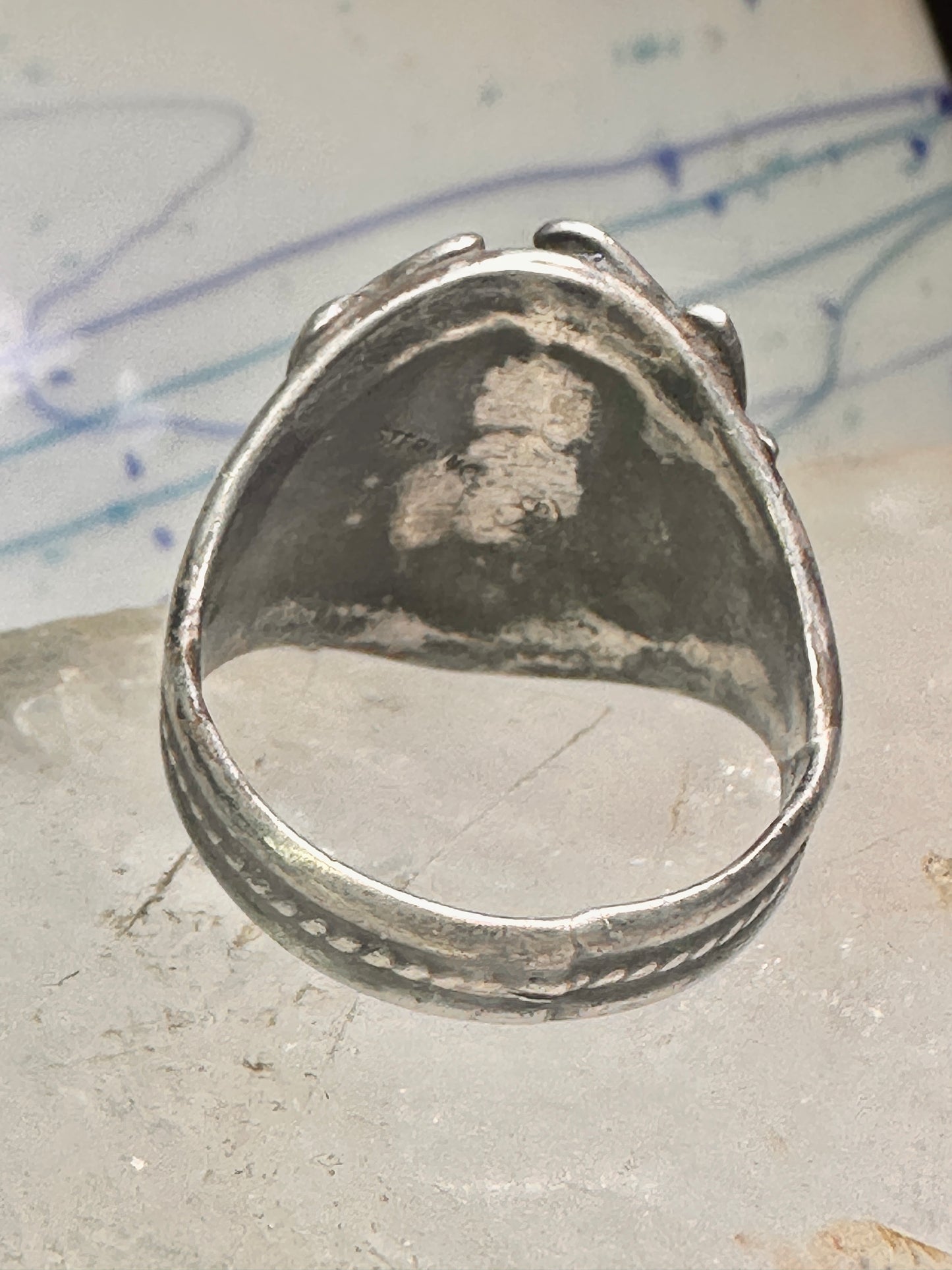 Navajo ring onyx ring leaves size 12.75 sterling silver women men