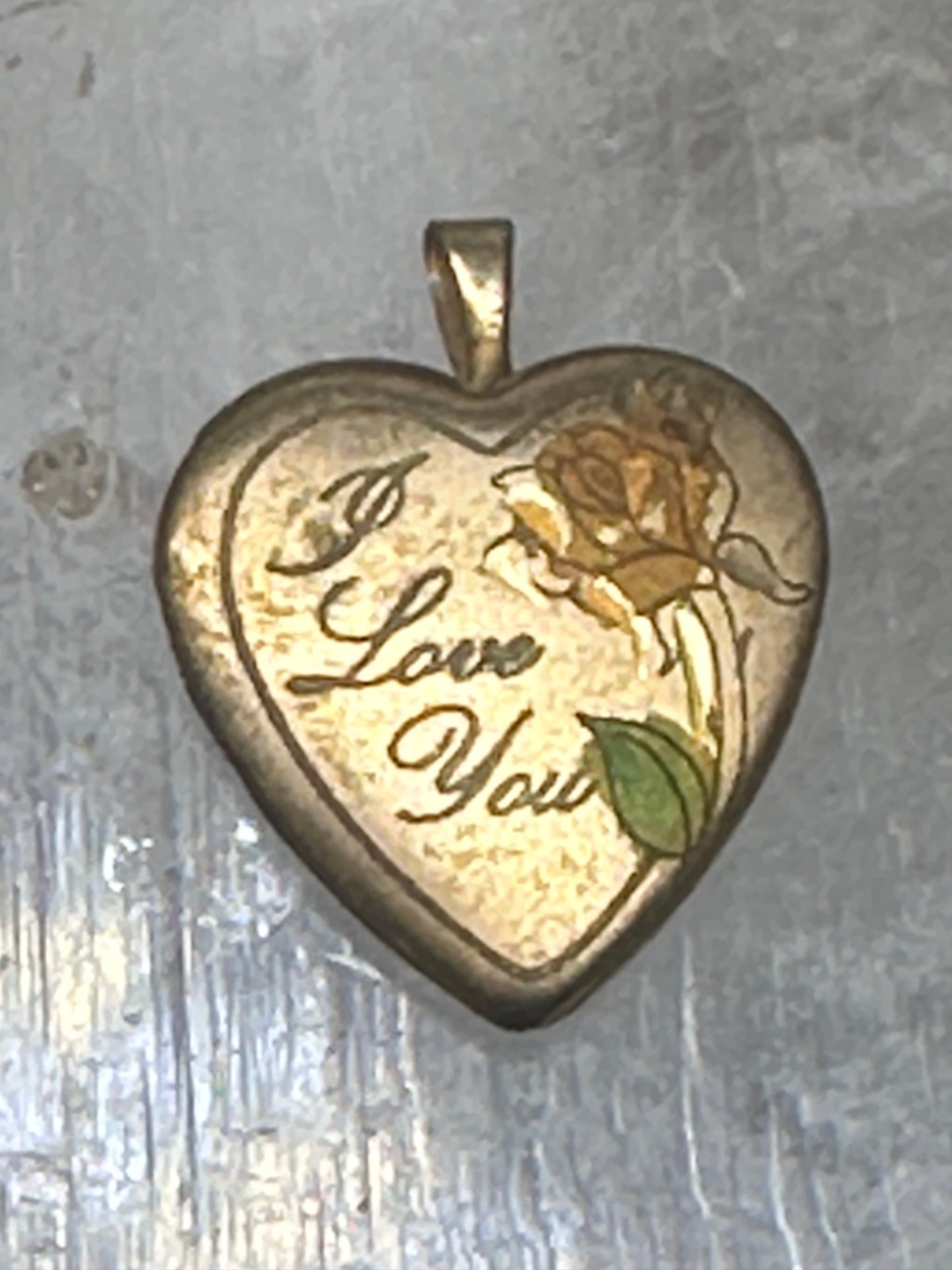 Vintage Heart Photo Locket "I Love You" Valentine with Heart and Floral Design