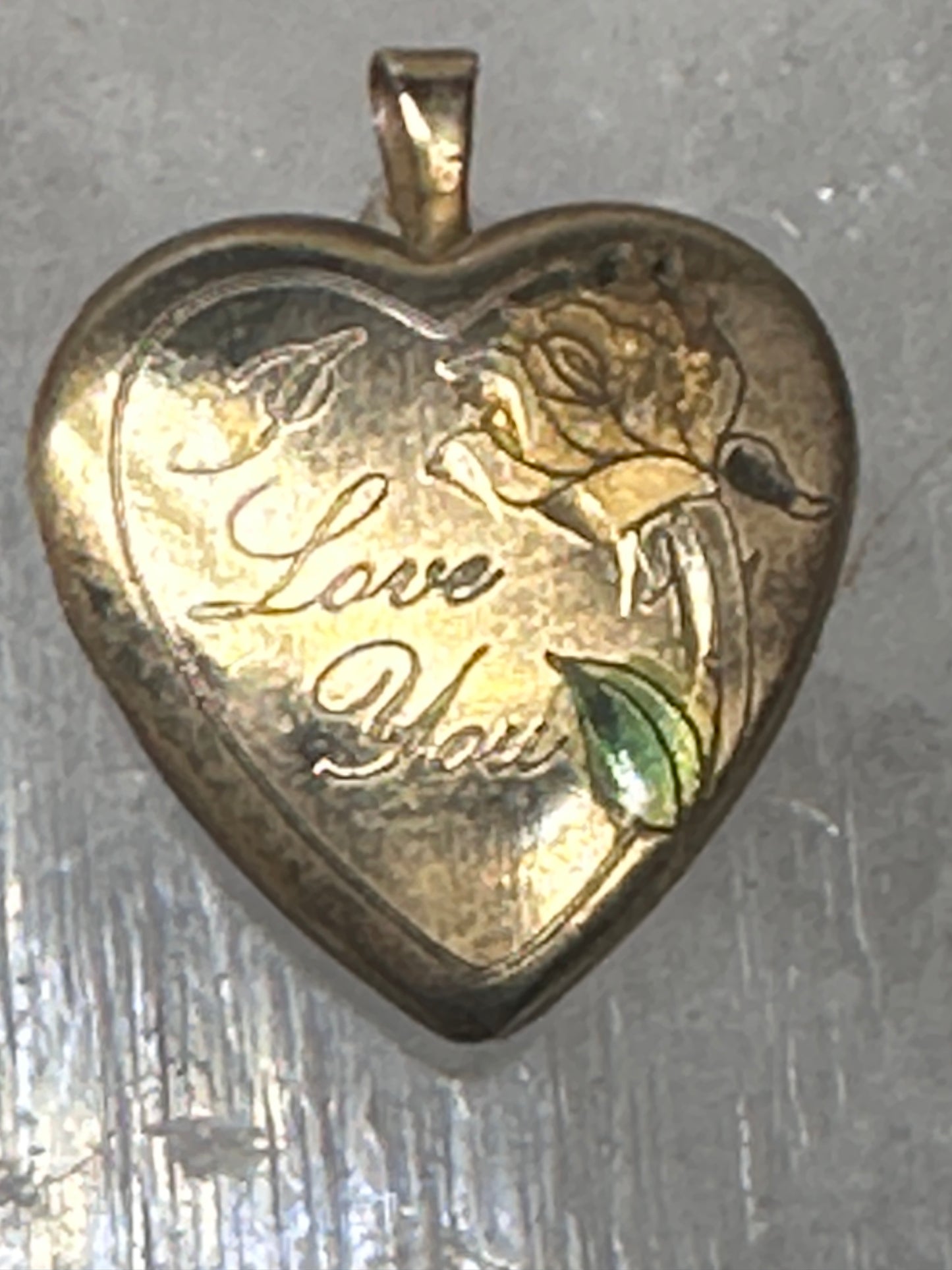 Vintage Heart Photo Locket "I Love You" Valentine with Heart and Floral Design