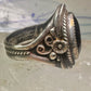 Navajo ring onyx ring leaves size 12.75 sterling silver women men