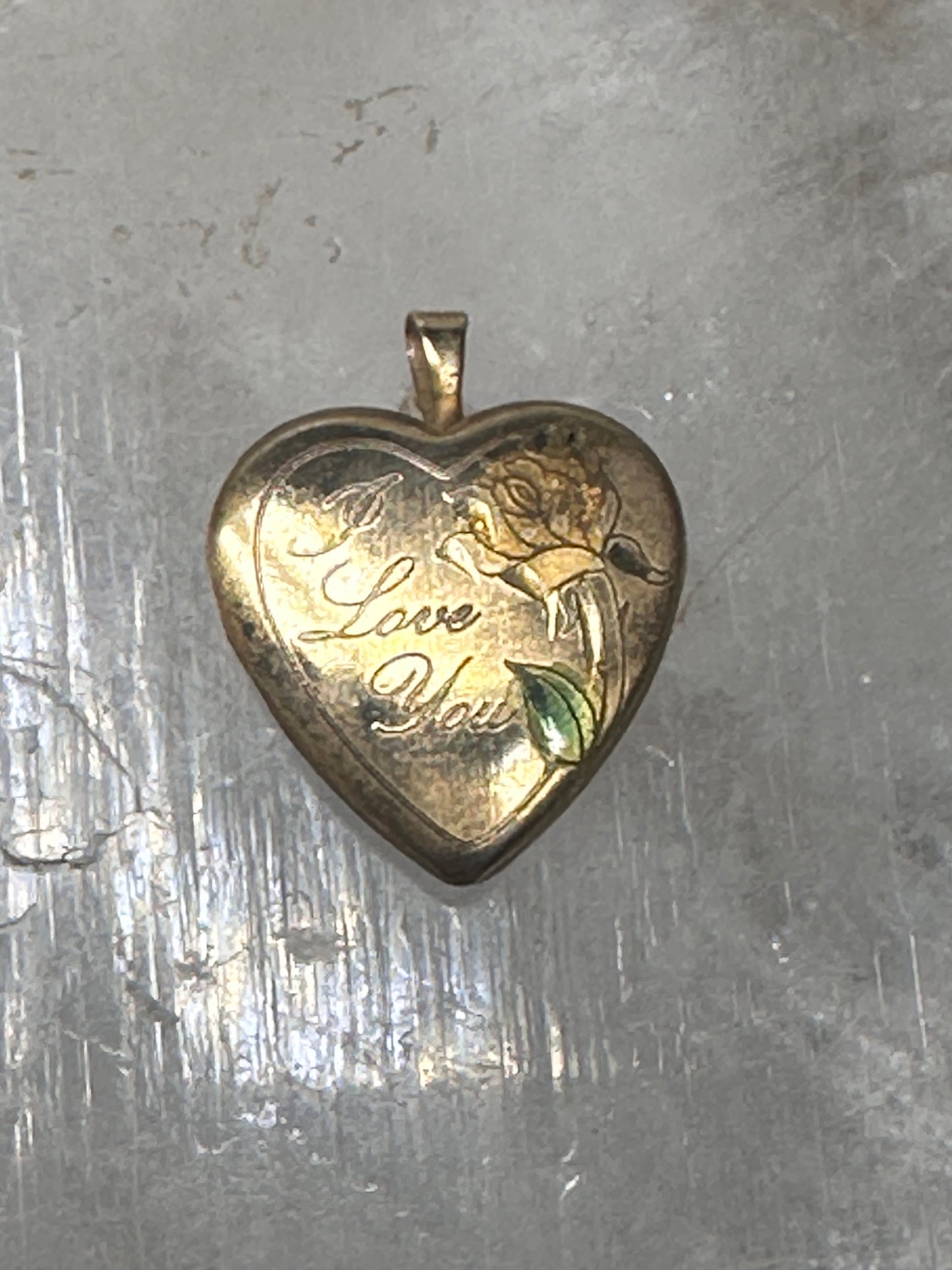 Vintage Heart Photo Locket "I Love You" Valentine with Heart and Floral Design