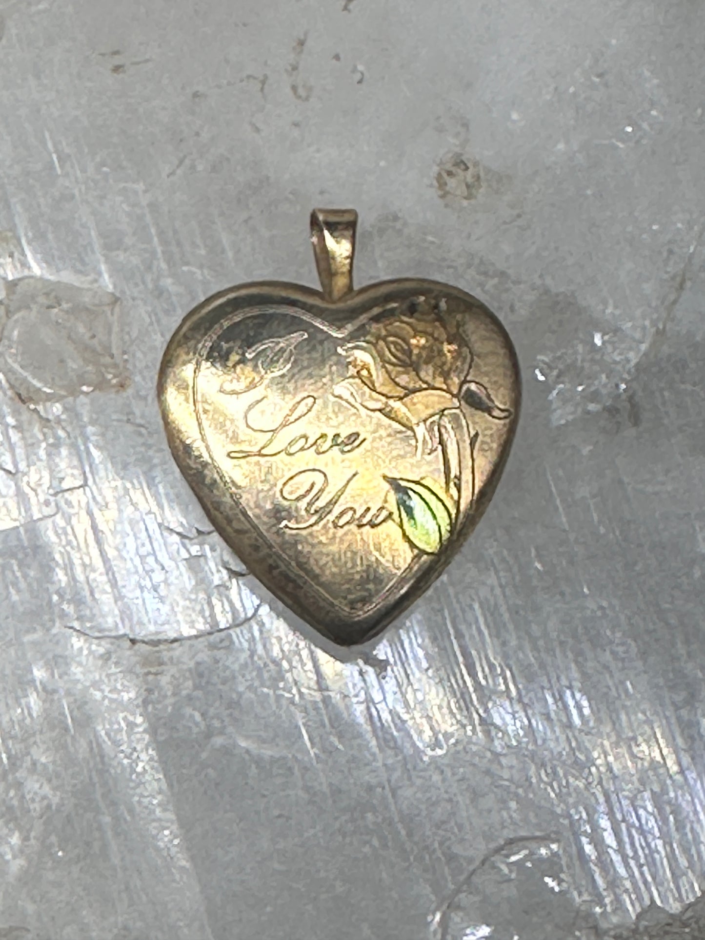 Vintage Heart Photo Locket "I Love You" Valentine with Heart and Floral Design