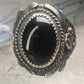 Navajo ring onyx ring leaves size 12.75 sterling silver women men