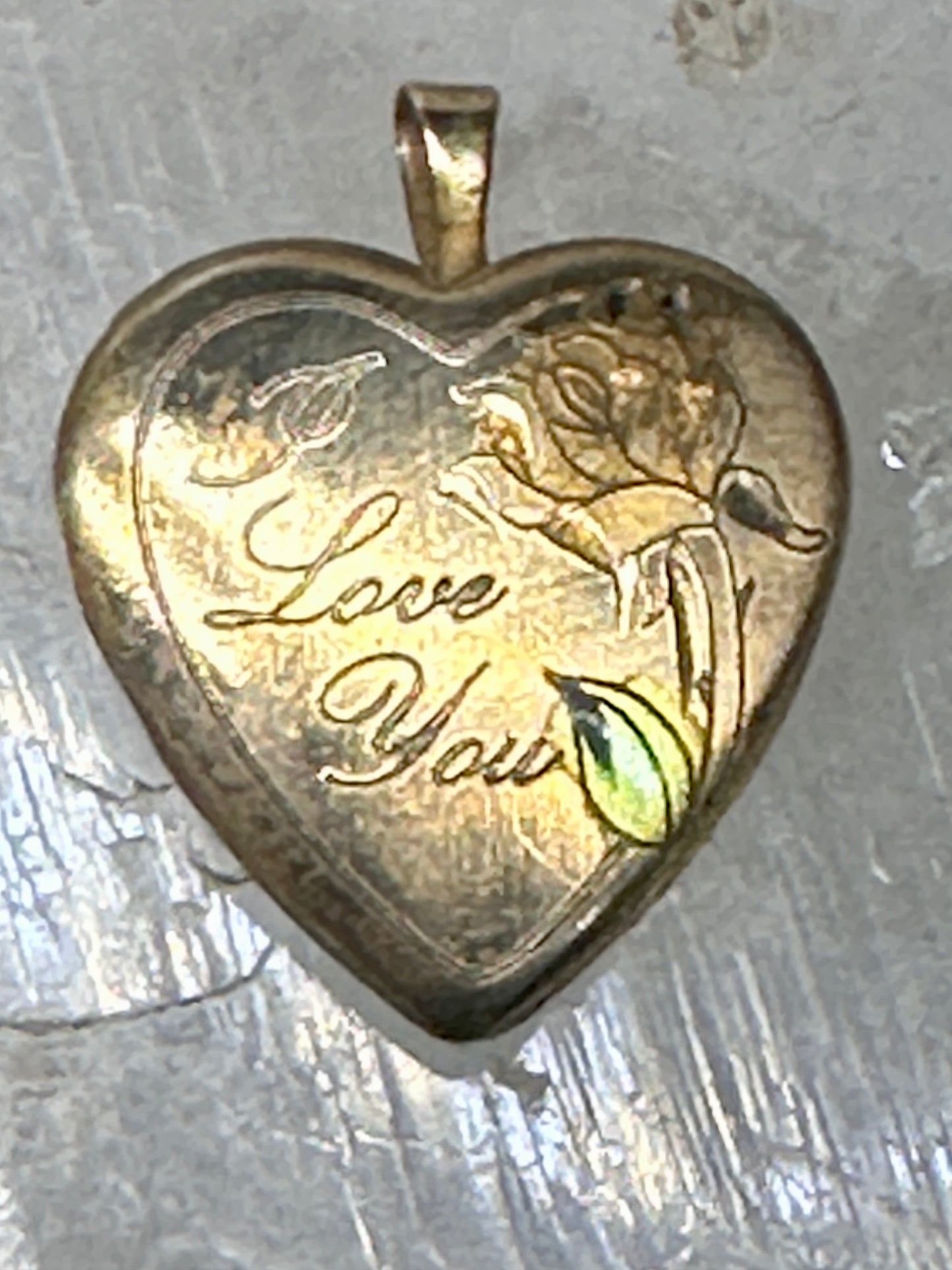 Vintage Heart Photo Locket "I Love You" Valentine with Heart and Floral Design