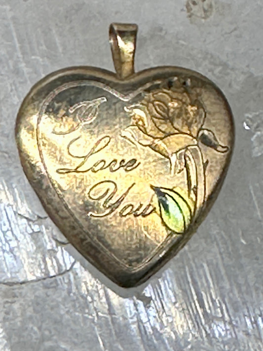 Vintage Heart Photo Locket "I Love You" Valentine with Heart and Floral Design