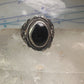 Navajo ring onyx ring leaves size 12.75 sterling silver women men