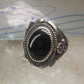 Navajo ring onyx ring leaves size 12.75 sterling silver women men