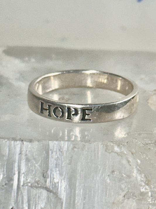 Hope ring Religious stacker word band size 8.75 sterling silver women girls