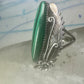 Navajo Long Malachite ring Peterson Johnson size 9 sterling silver women
