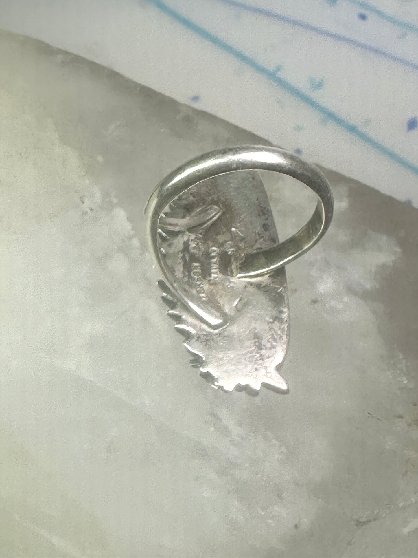 Navajo Long Malachite ring Peterson Johnson size 9 sterling silver women