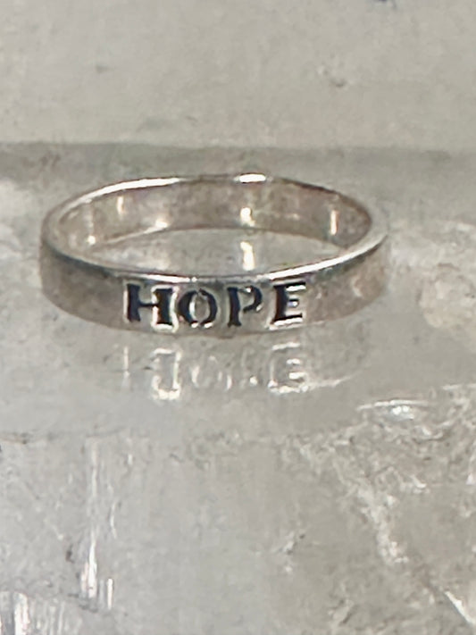 Hope ring Religious stacker word band size 8.75 sterling silver women girls