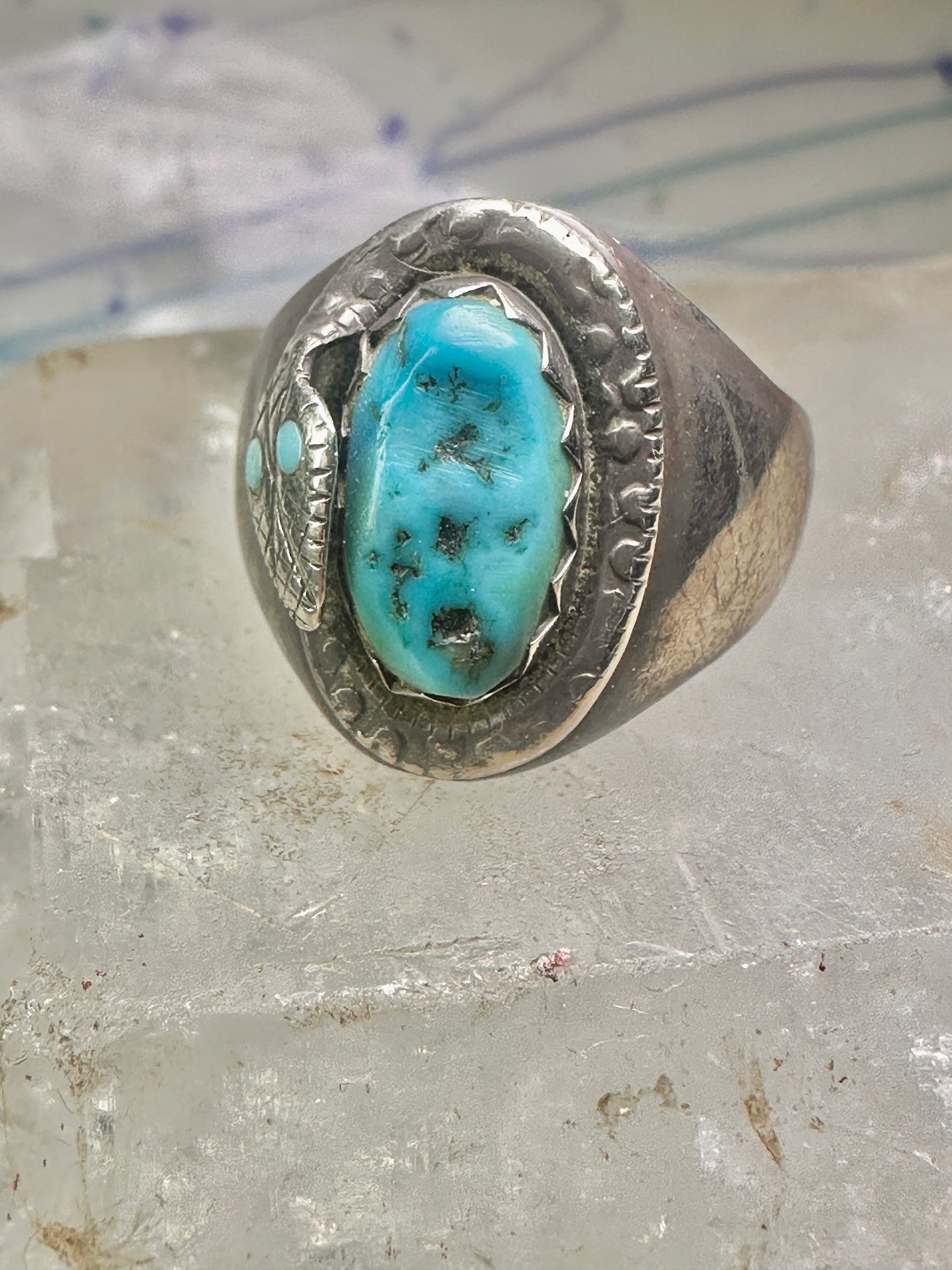 Navajo snake ring turquoise size 11.5 sterling silver women men