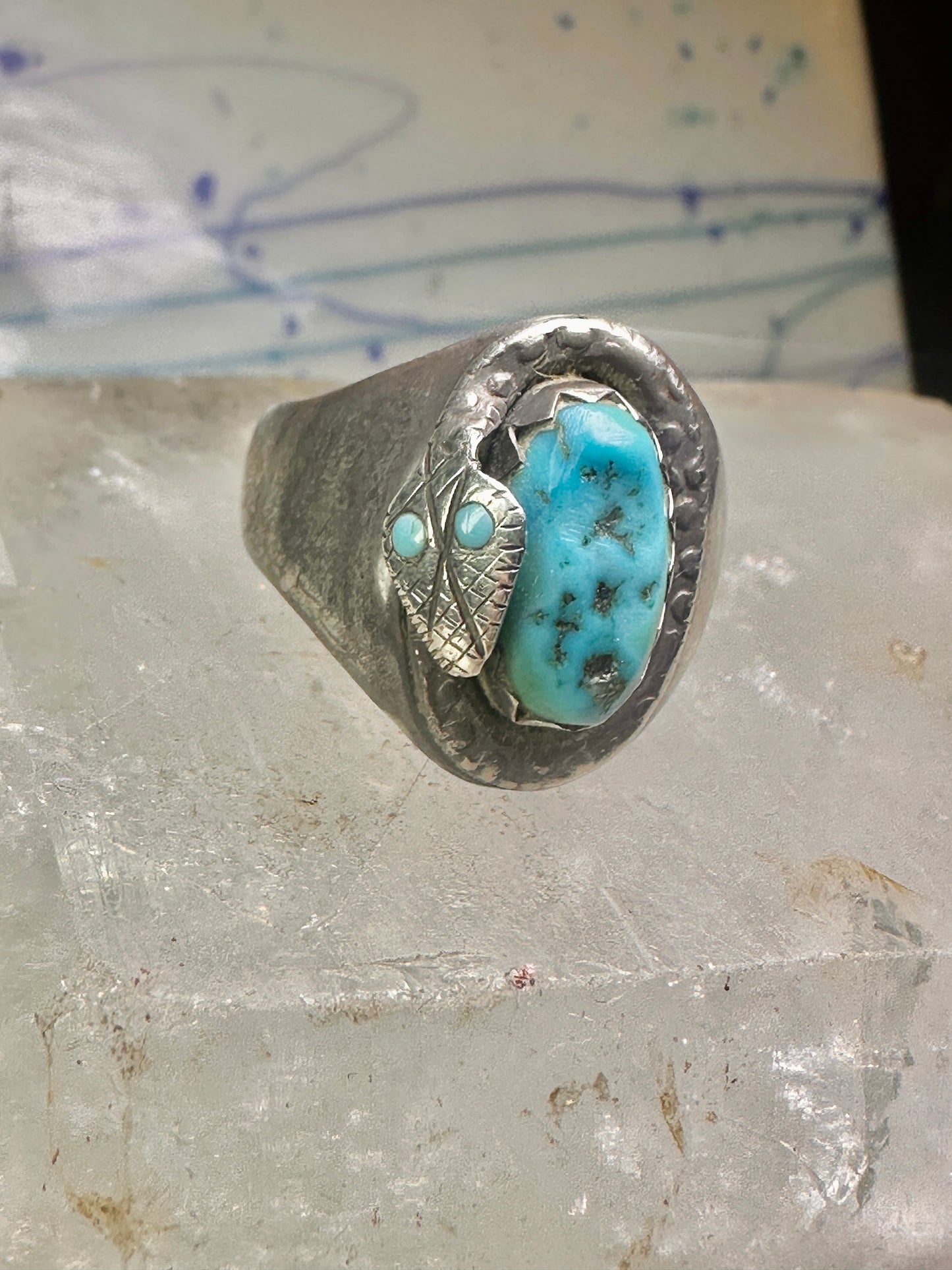 Navajo snake ring turquoise size 11.5 sterling silver women men