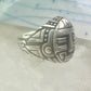 Tribal face ring geometric mask size 10 sterling silver women men