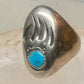 Vintage Navajo Style Sterling Silver Turquoise Bear Paw Shadowbox Ring Size 11 925