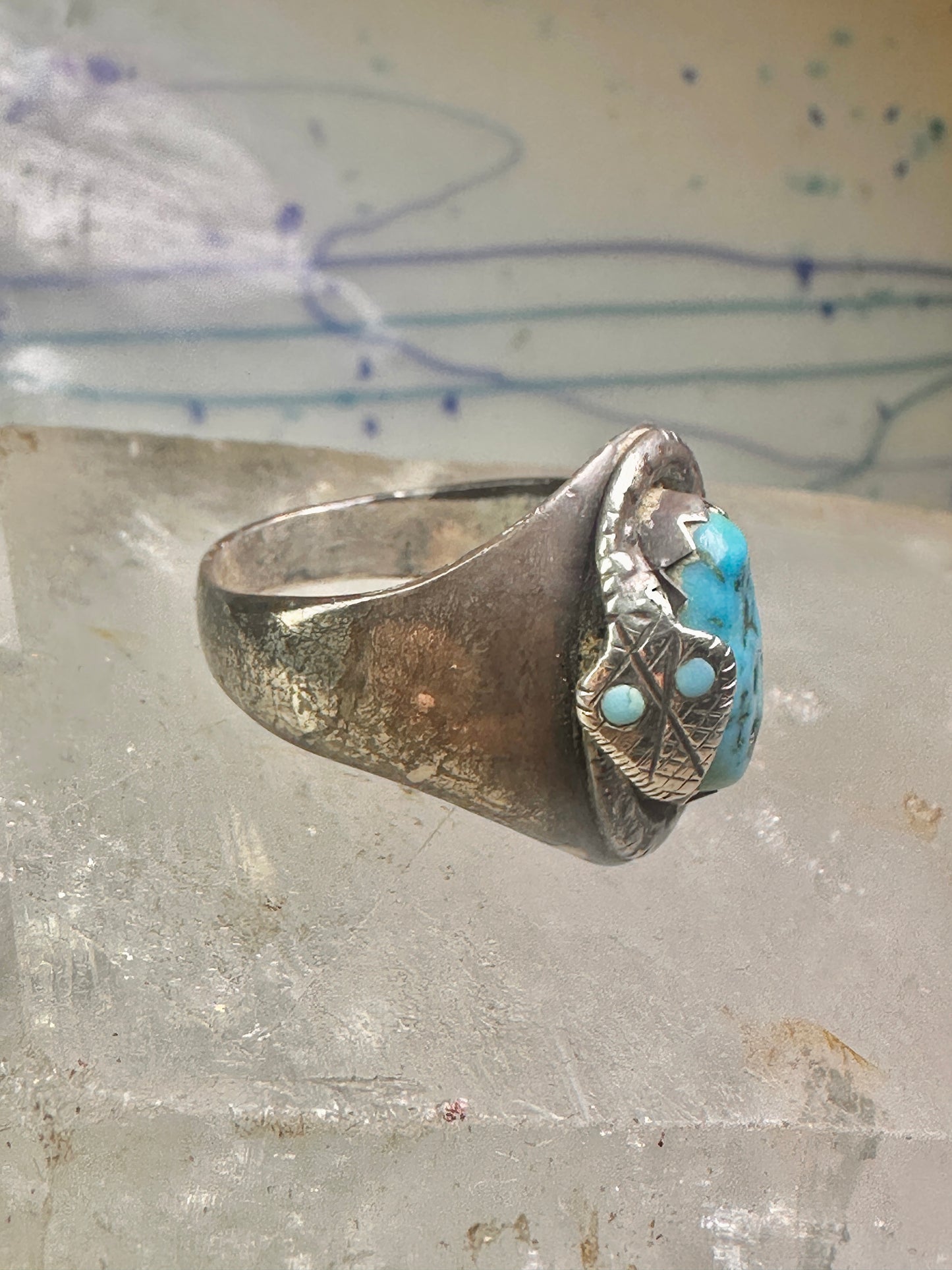 Navajo snake ring turquoise size 11.5 sterling silver women men