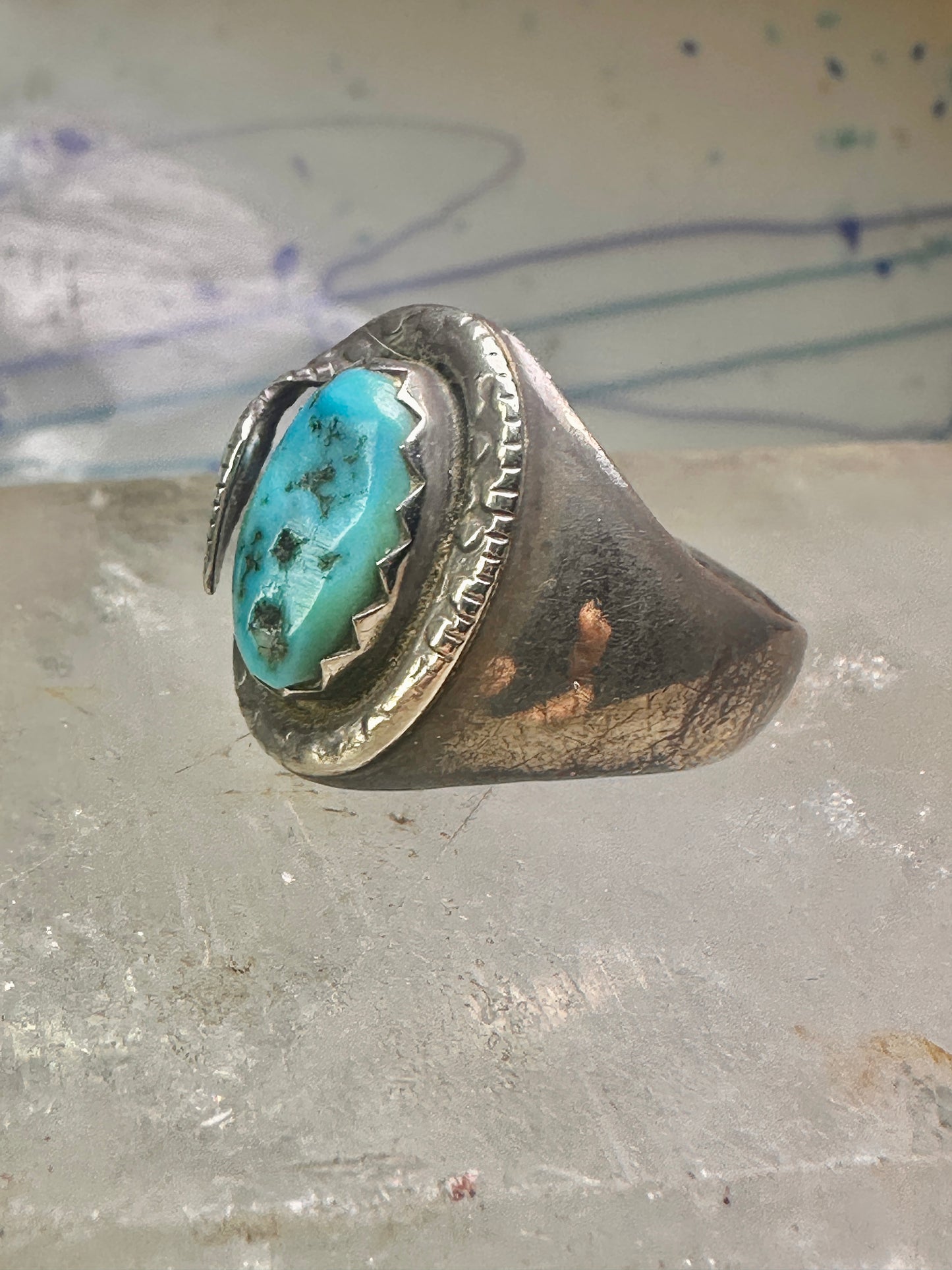 Navajo snake ring turquoise size 11.5 sterling silver women men