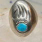 Vintage Navajo Style Sterling Silver Turquoise Bear Paw Shadowbox Ring Size 11 925