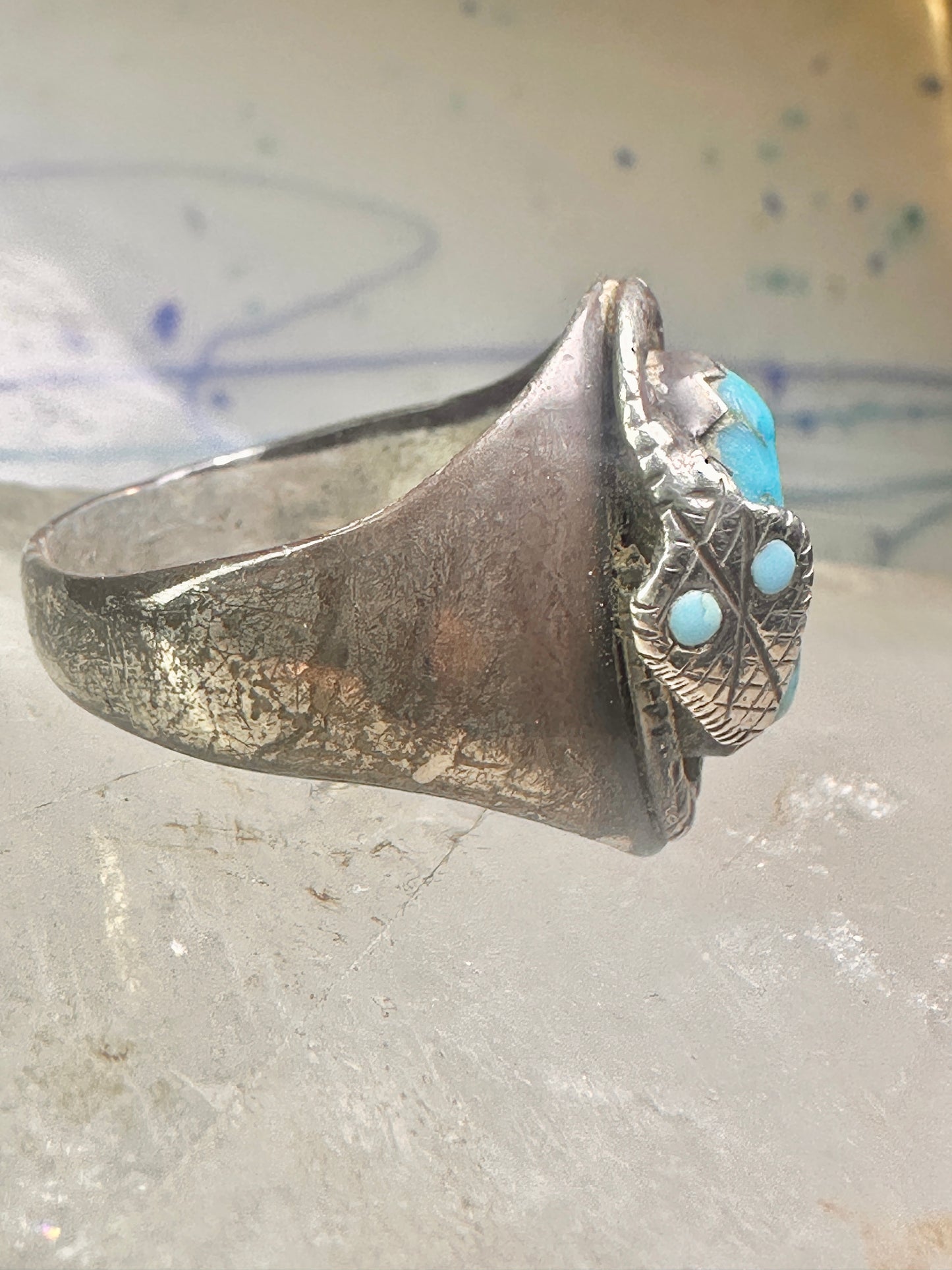 Navajo snake ring turquoise size 11.5 sterling silver women men