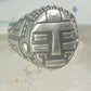 Tribal face ring geometric mask size 10 sterling silver women men