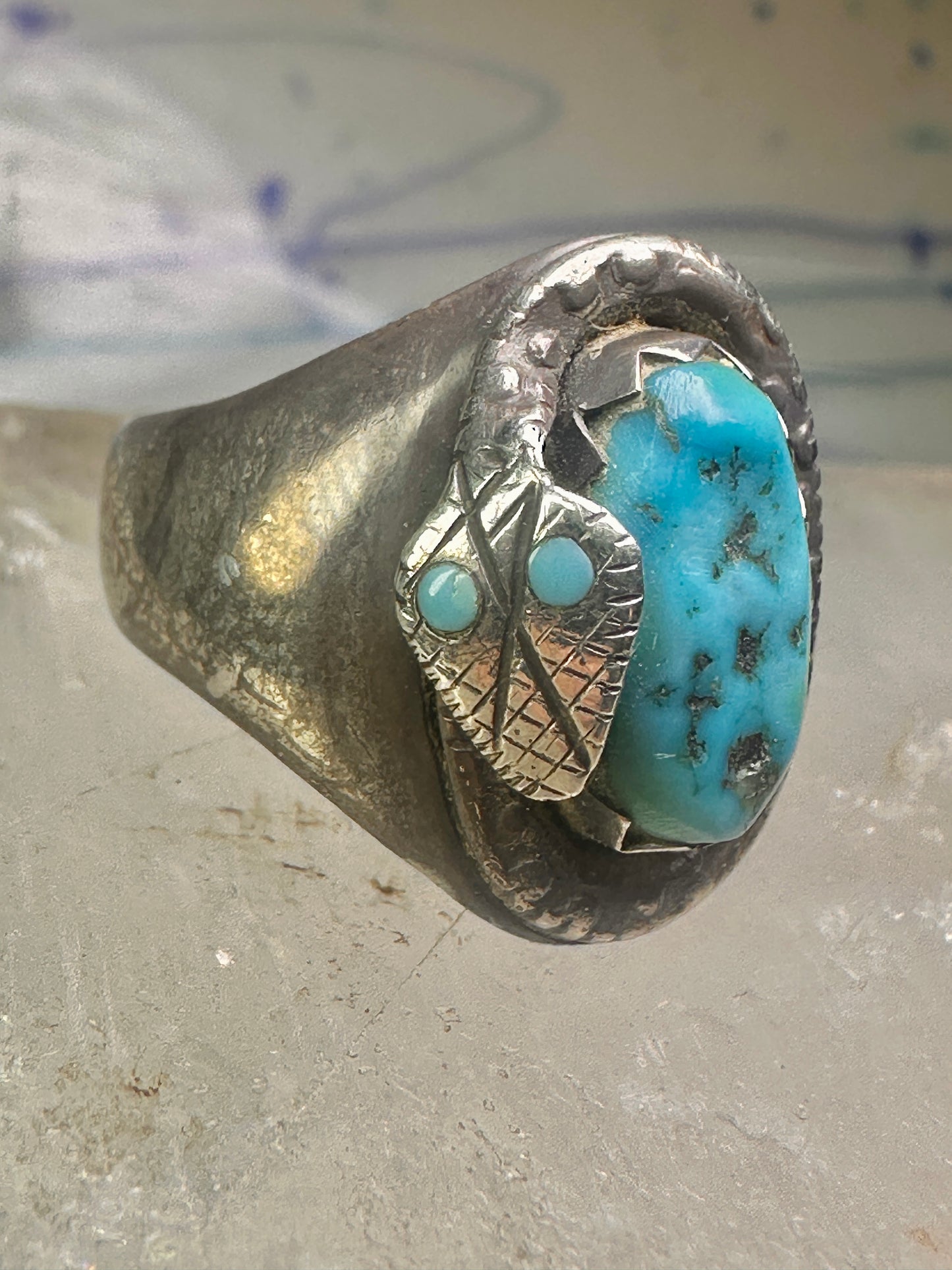 Navajo snake ring turquoise size 11.5 sterling silver women men
