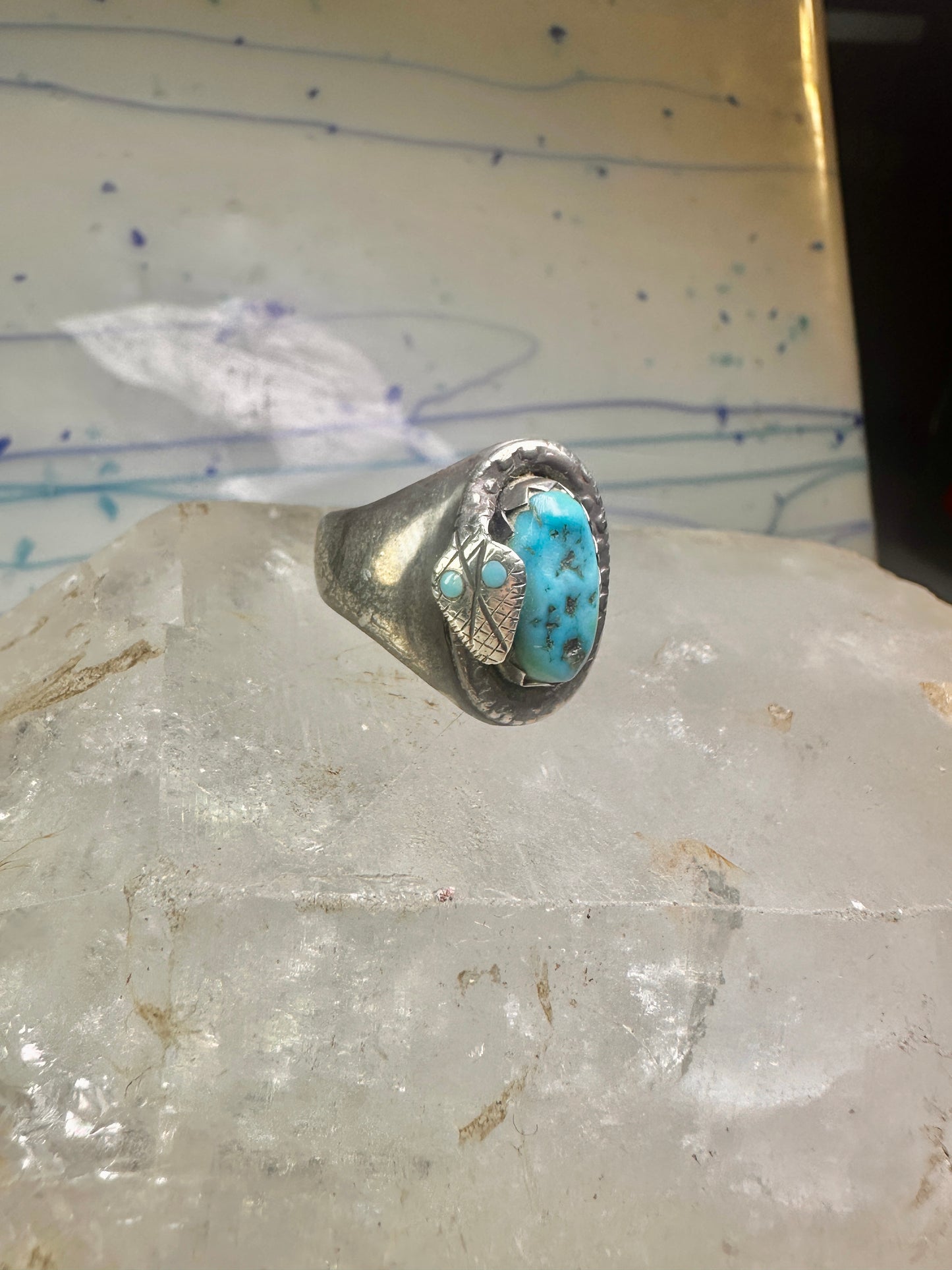 Navajo snake ring turquoise size 11.5 sterling silver women men