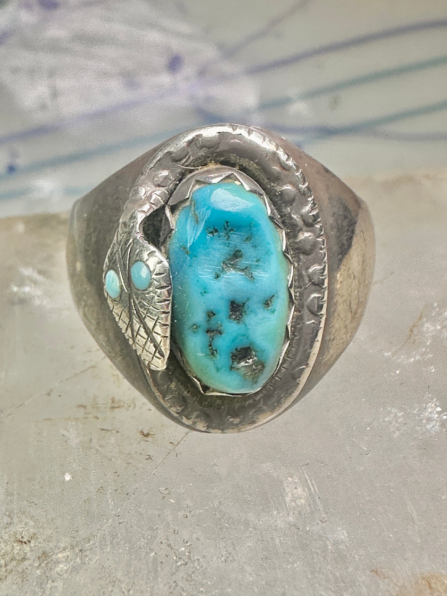 Navajo snake ring turquoise size 11.5 sterling silver women men